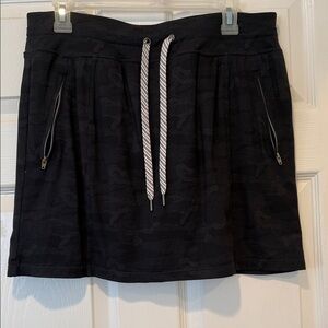 Sporty Black Mini Skirt with Drawstring